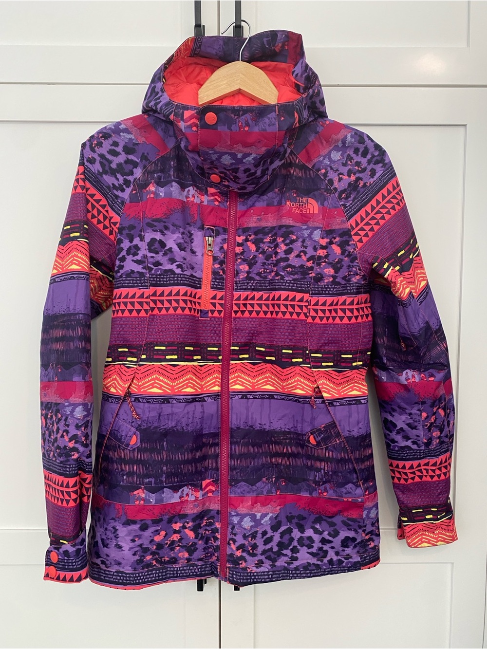 The North Face Wanda Ski Jacket Purple Pink Patterned Hooded Winter Coat Size XS